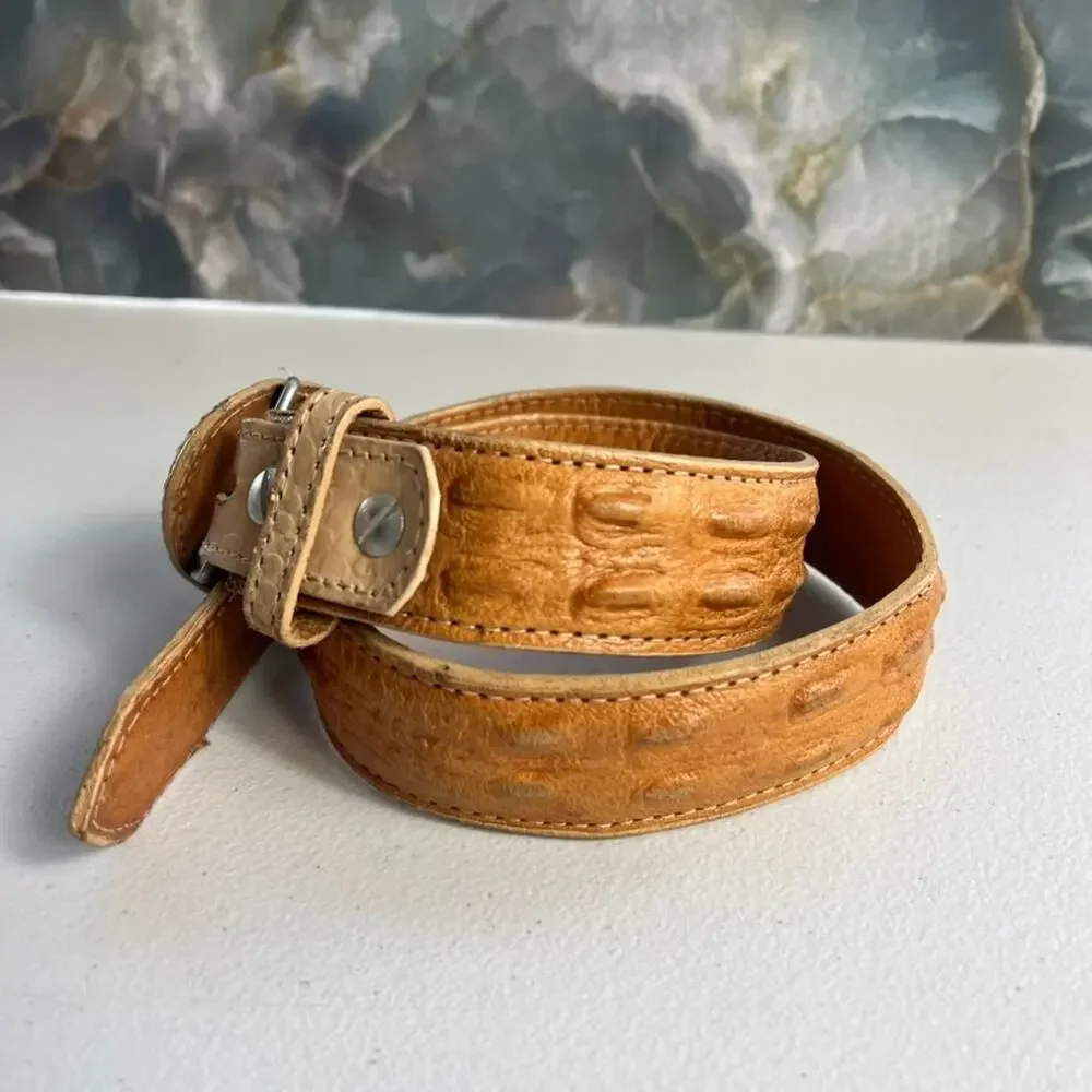 Crocodile Brown Genuine Leather Belt Kids Size 22 Western Style Made In Mexico